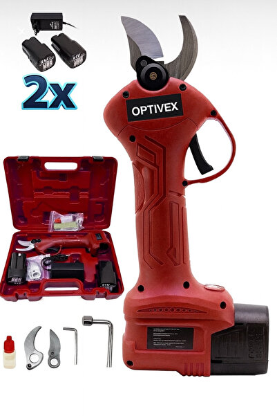 OPTIVEX Çift Akülü Ağaç Odun Dal Budama Kesme Makinası Şarjlı Budama Makası P...