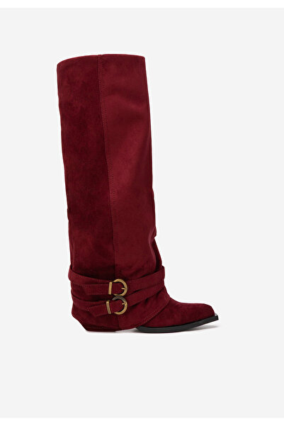 B T Shoes Vencilie long boots with thick heels in dark blue