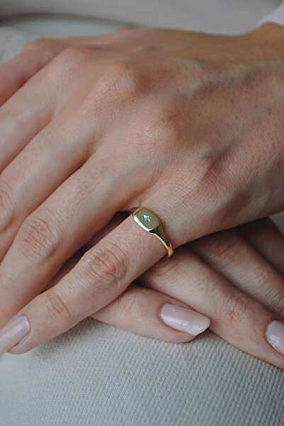 Sunday Hugs خاتم فيونا للإصبع الصغير - حجر أزرق