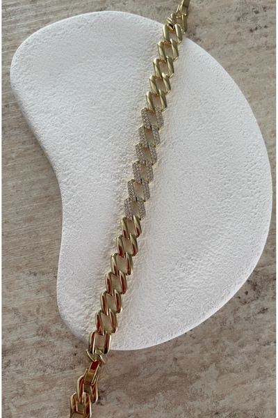 XUPING JEWELRY سوار سلسلة سميكة بتفاصيل حجرية للنساء بتصميم أنيق