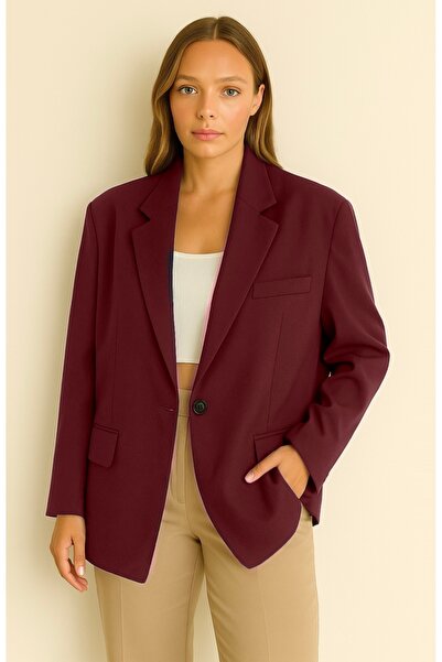 CEK mağazacılık Oversize Klasik Tek Düğmeli Kadın Blazer Ceket
