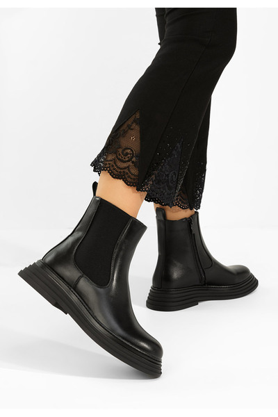 B T Shoes Γυναικεία μποτάκια Hamida Μαύρα