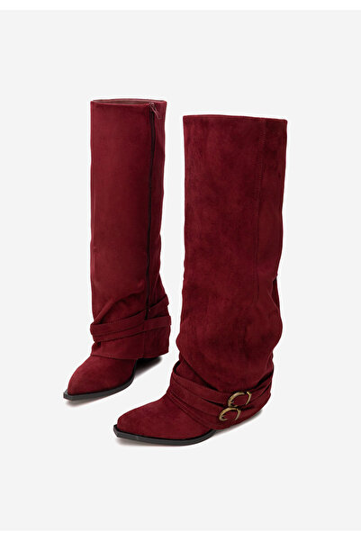 B T Shoes Vencilie long boots with thick heels in dark blue