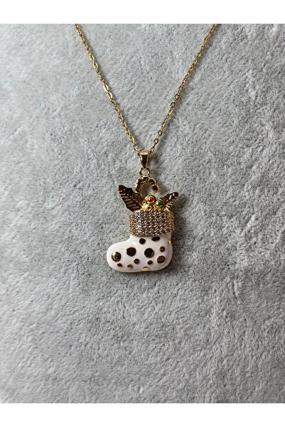 Uzak Işıklar Steel Necklace Christmas Gift Stocking Zircon Stone Gold