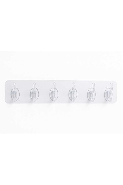 Karerca 6'lı Şeffaf Askılık Kendinden Yapışkanlı Pratik Kapı Duvar Banyo Askısı