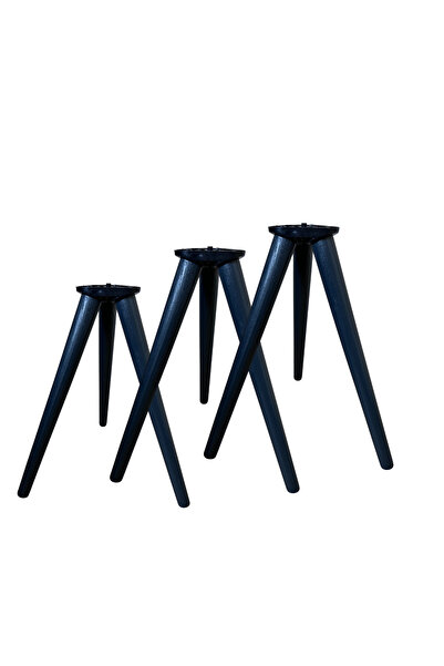 HAMADEX Antrasit Konik Ahşap Ayak Seti (41-44-47 cm) + Bağlantı Aparatı – Seh...