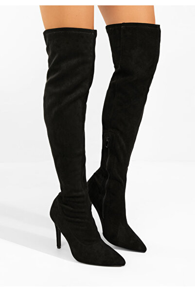 B T Shoes Cizme lungi cu toc subtire Glorise negre