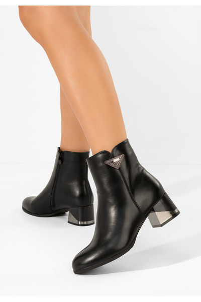 B T Shoes Botine cu toc gros Velisara negre