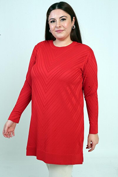 By Saygı Women's Round Neck Plus Size Tunic Blouse