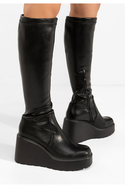 B T Shoes Μπότες με πλατφόρμα Rozalin Μαύρα