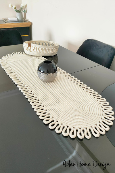 ADES HOME DESİGN Jüt, Sepetli Runner ,Amerikan Servisi ,Supla ,Masa Örtüsü,Se...