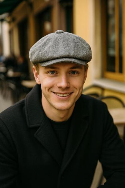 BALIENTE قبعة رجالية من صوف الكشمير باللون الرمادي