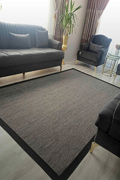eco concept Sisal Halı, Siyah Jüt Sisal Toz Vermez Modern Salon Halısı Yolluk Hol Kilim