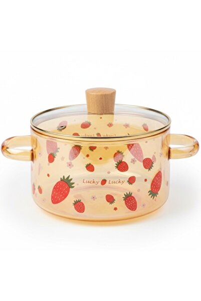 Aurov Oala Sticla Borosilicata, Capsuni, 1.8L, Termorezistenta, Plita/Aragaz, Capac/Manere, Transparenta