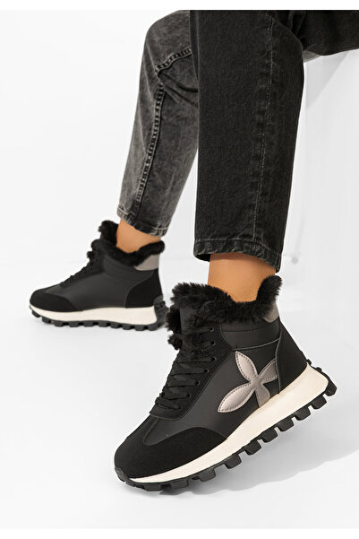 B T Shoes Women's fur-lined sneakers Ozia black