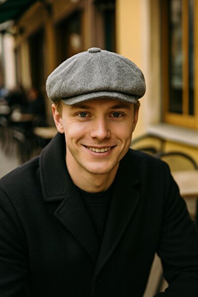 MARBERRY قبعة رجالية من صوف الكشمير باللون الرمادي