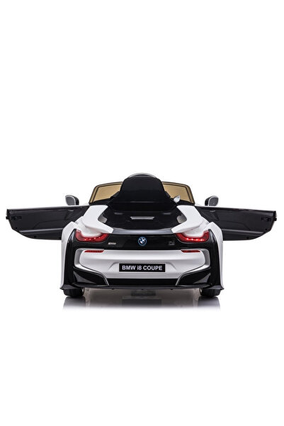 BMW Electric car for children, with remote control i8 Coupe WHITE, 12V, LED lights, music and leather seat