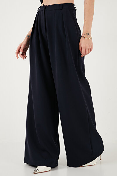 Lela Wide Leg High Waist Wide Leg Pants with Pile Detail Pants 6522016