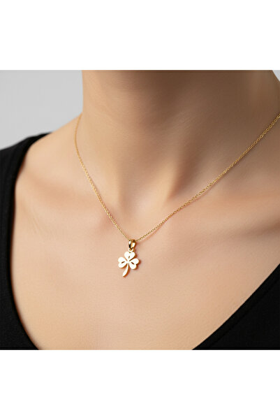 TabiTela 8 ayar altın kolye ucu yonca GM6546 0.5 gr