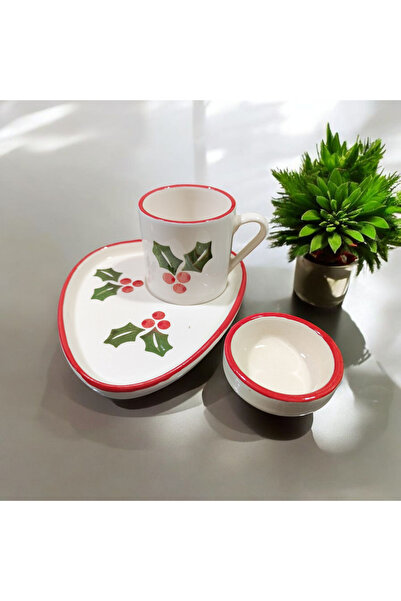 Ganita home Coffee Cup New Year Special Ceramic Turkish Delight Bowl Gift Kokina Flower Presentation Plate Single Person