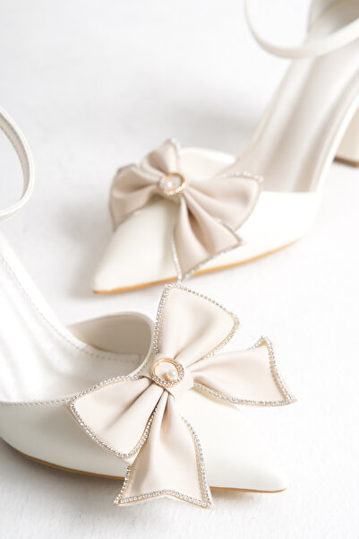 FOLLOWIN Bella Elegant Stone Pearl Hoop Bow Bridal Shoes