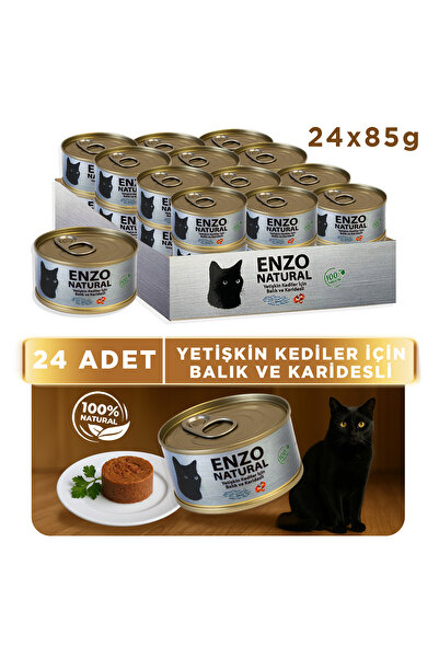 ENZO Natural Balık ve Karidesli Konserve Yaş Kedi Maması 85 GRX24