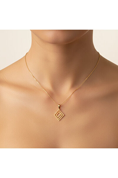 TabiTela 14 ayar altın kolye ucu eşkenar dörtgen GM3669 0.5 gr