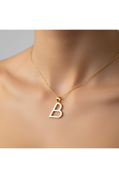 TabiTela 14 ayar altın kolye ucu Harf B GM2700 0.5 gr