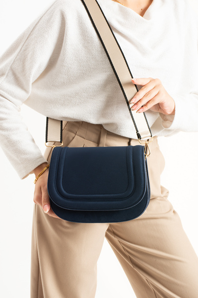 cocy-col حقيبة يد وكتف نسائية من الجلد السويدي باللون الأزرق الداكن موديل فيو...