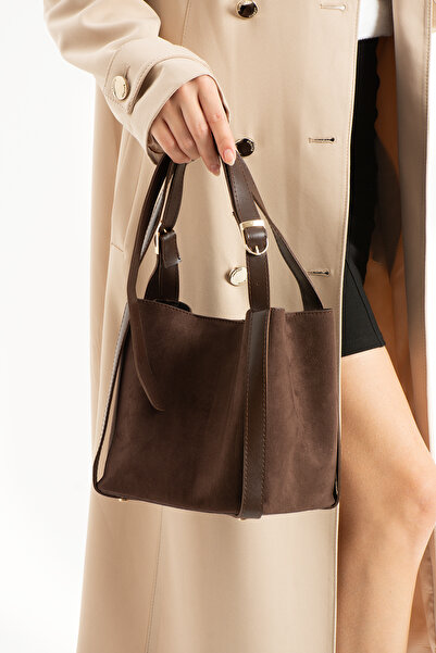 cocy-col حقيبة يد وكتف نسائية موديل XYRİS باللون البني والأسود