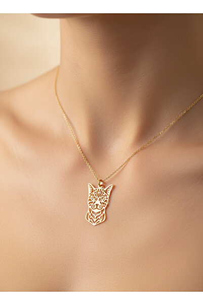 TabiTela 8 ayar altın kolye ucu kedi GM2657 0.5 gr