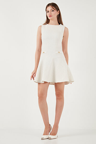 Lela Pamuklu Regular Fit Bisiklet Yaka Düğme Detaylı A Kesim Mini Elbise ELBİSE 6525687