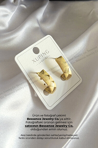 Bessence Jewelry Co Xuping 14K Gold Baklava Model Çelik Küpe