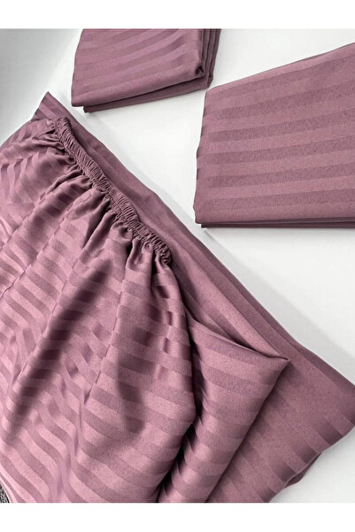 Demya Home 100% Cotton Satin Double Elastic Fitted Sheet and Pillowcase with Cover (1St Layer) Class Domestic Production)