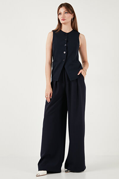 Lela Wide Leg High Waist Wide Leg Pants with Pile Detail Pants 6522016