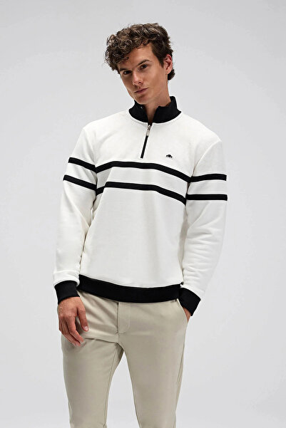 Ellesse Ανδρικό φούτερ με ρίγες από βαμβακερό ύφασμα Regular Fit Half Zipper ψηλός λαιμός SWEAT EM619