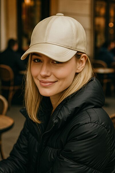 MARBERRY Gold Color Faux Leather Women's Cap Hat