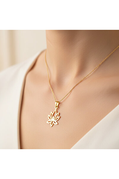 TabiTela 14 ayar altın kolye ucu lotus GM1797 0.5 gr