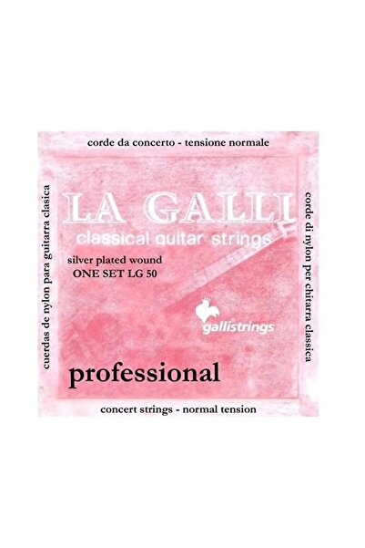 Hype Store GalliStrings LG 50 La Galli سلسلة جيتار كلاسيكي مطلية بالفضة