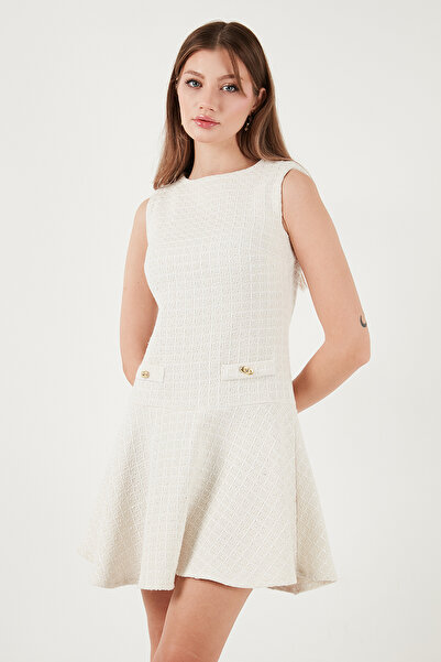 Lela Pamuklu Regular Fit Bisiklet Yaka Düğme Detaylı A Kesim Mini Elbise ELBİSE 6525687
