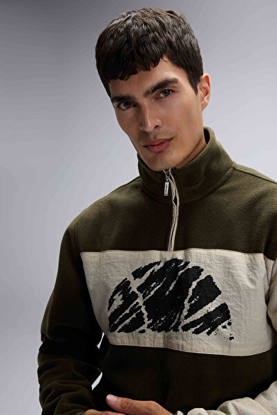 Ellesse Ανδρικό φούτερ με λογότυπο αντίθεση χρωμάτων Regular Fit Half Zip ψηλός λαιμός SWEAT EM519