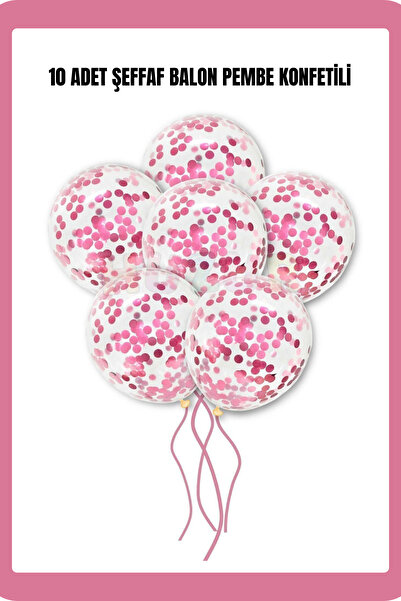 FESTİLO Şeffaf Balon Pul Konfetili 10 Adet Parti Doğum Günü