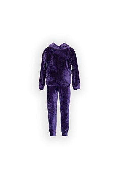 LOVETTI Purple Girl's Velvet Top and Bottom Set