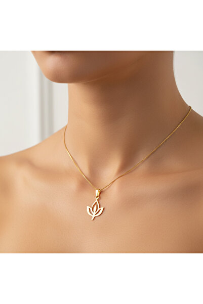 TabiTela 14 ayar altın kolye ucu lotus GM7444 0.5 gr