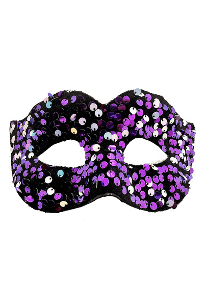 KTT Purple Color Sequin Embroidered Prom after Party Mask with Elastic Back Stylishly Designed Functional Product