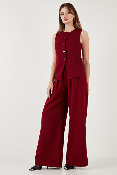 Lela Wide Leg High Waist Wide Leg Pants with Pile Detail Pants 6522016