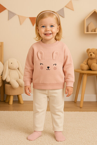 Melekpare Baby Girl Top and Bottom Tracksuit Set 100% Cotton