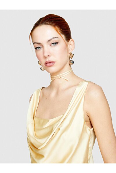 Sisley Viscose Blend Front Detailed Thick Strap Blouse Women 3m2 Blouse - 324P5Syelh00Y