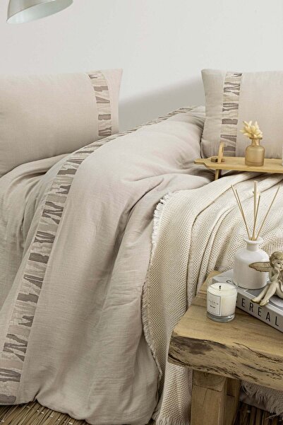 Çulha طقم غطاء لحاف مطرز من القطن 100%، مقاس مزدوج، من ماركة MAISON BEJ