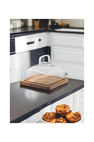 RİVO HOME DECOR Madera Square Cake Storage Container 13X17X17 cm